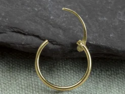 18ct Yellow Gold 11mm Hinged Sleeper Hoop Earring, 100% Recycled Gold