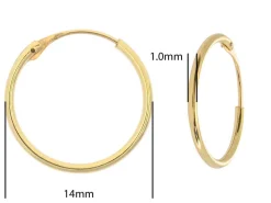9ct Yellow Gold 14.0mm Hinged Sleeper Superlight Hoops, Pack Of 2, 100% Recycled Gold