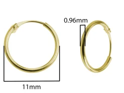 18ct Yellow Gold 11.0mm Hinged Sleeper Hoop Earrings, Pack Of 2, 100% Recycled Gold