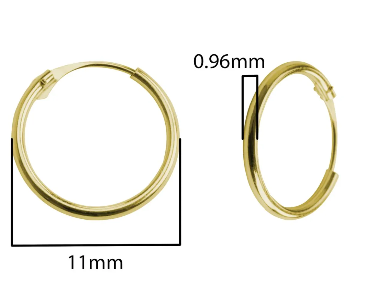 18ct Yellow Gold 11.0mm Hinged Sleeper Hoop Earrings, Pack Of 2, 100% Recycled Gold