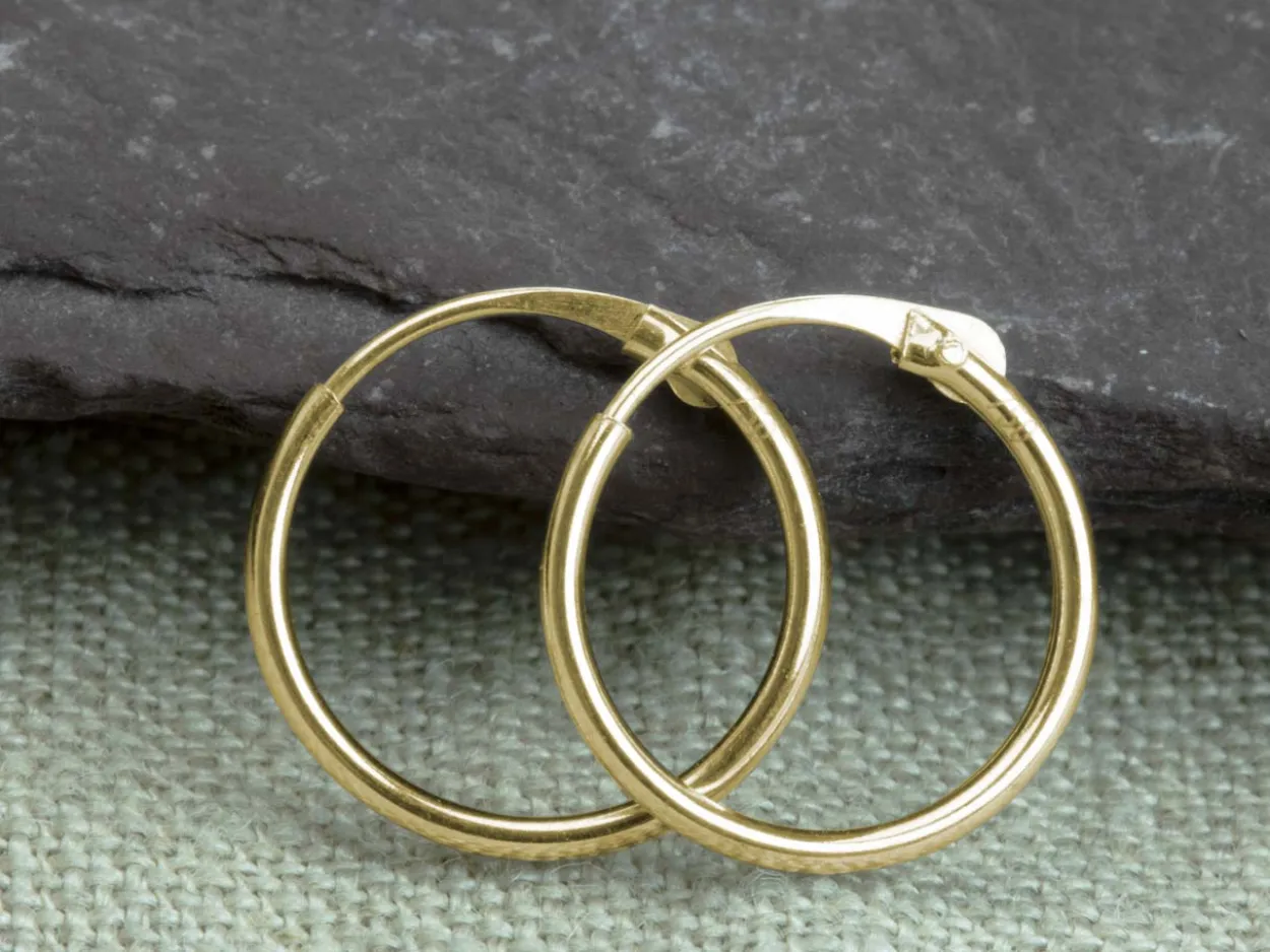 18ct Yellow Gold 11.0mm Hinged Sleeper Hoop Earrings, Pack Of 2, 100% Recycled Gold