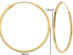 9ct Yellow Gold 20mm Hinged Superlight Hoops Pack of 2, 100% Recycled Gold