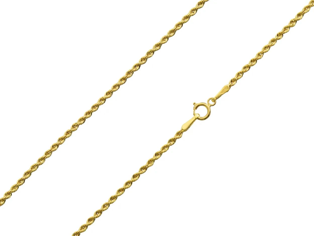 9ct Yellow Gold 1.6mm Hollow Rope Chain 18"/45cm Hallmarked