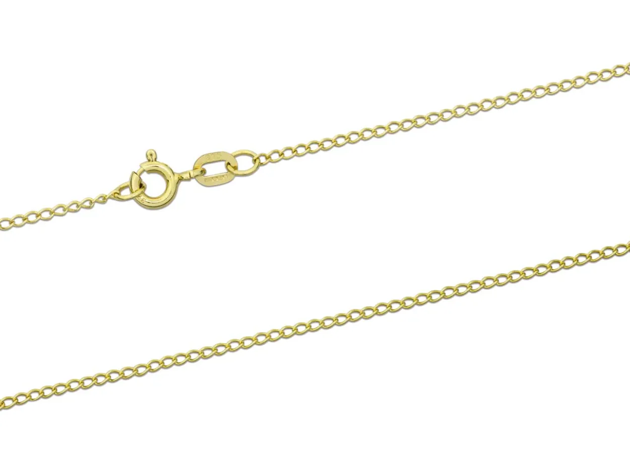 9ct Yellow Gold 1.5mm Open Curb Chain 20"/50cm Hallmarked