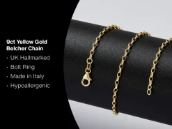 9ct Yellow Gold 2.3mm Oval Belcher Chain 16"/40cm Hallmarked