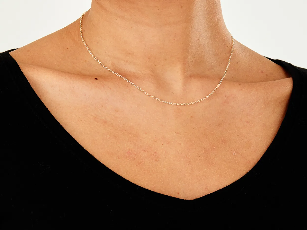 9ct Yellow Gold 1.7mm Oval Trace Chain 16"/40cm Hallmarked