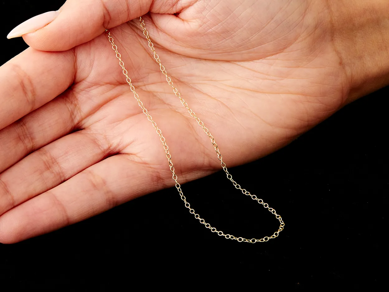 9ct Yellow Gold 1.7mm Oval Trace Chain 16"/40cm Hallmarked