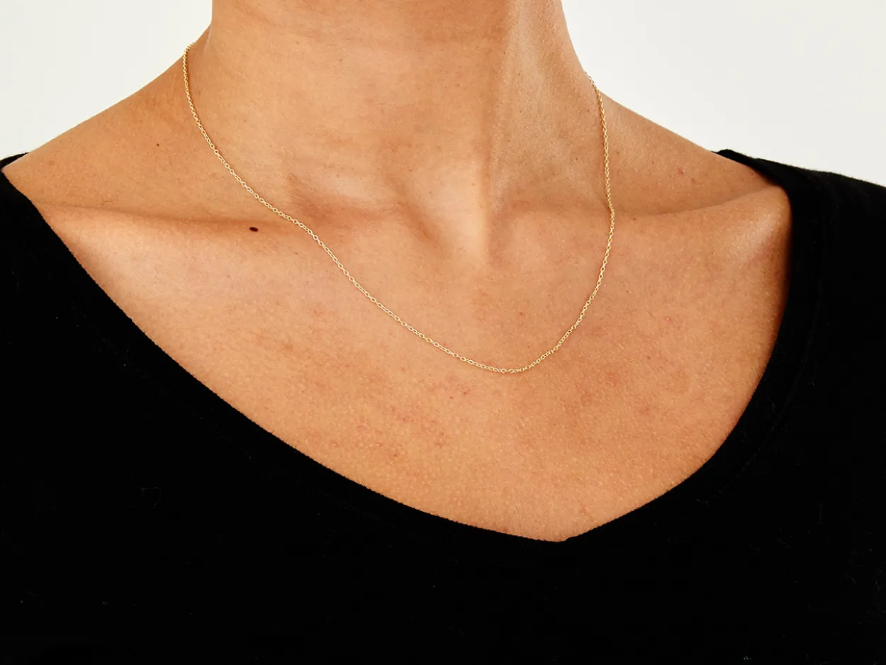 9ct Yellow Gold 1.2mm Oval Trace Chain 18"/45cm Unhallmarked