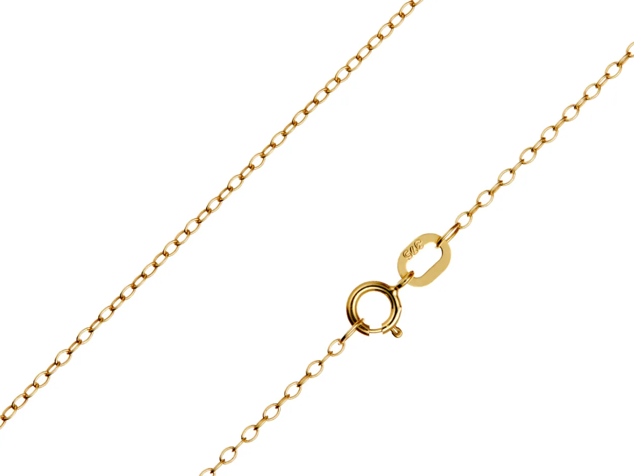 9ct Yellow Gold 1.2mm Oval Trace Chain 16"/40cm Unhallmarked