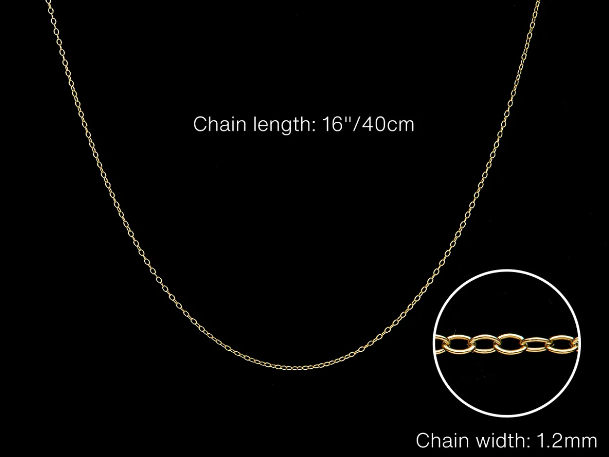9ct Yellow Gold 1.2mm Oval Trace Chain 16"/40cm Unhallmarked