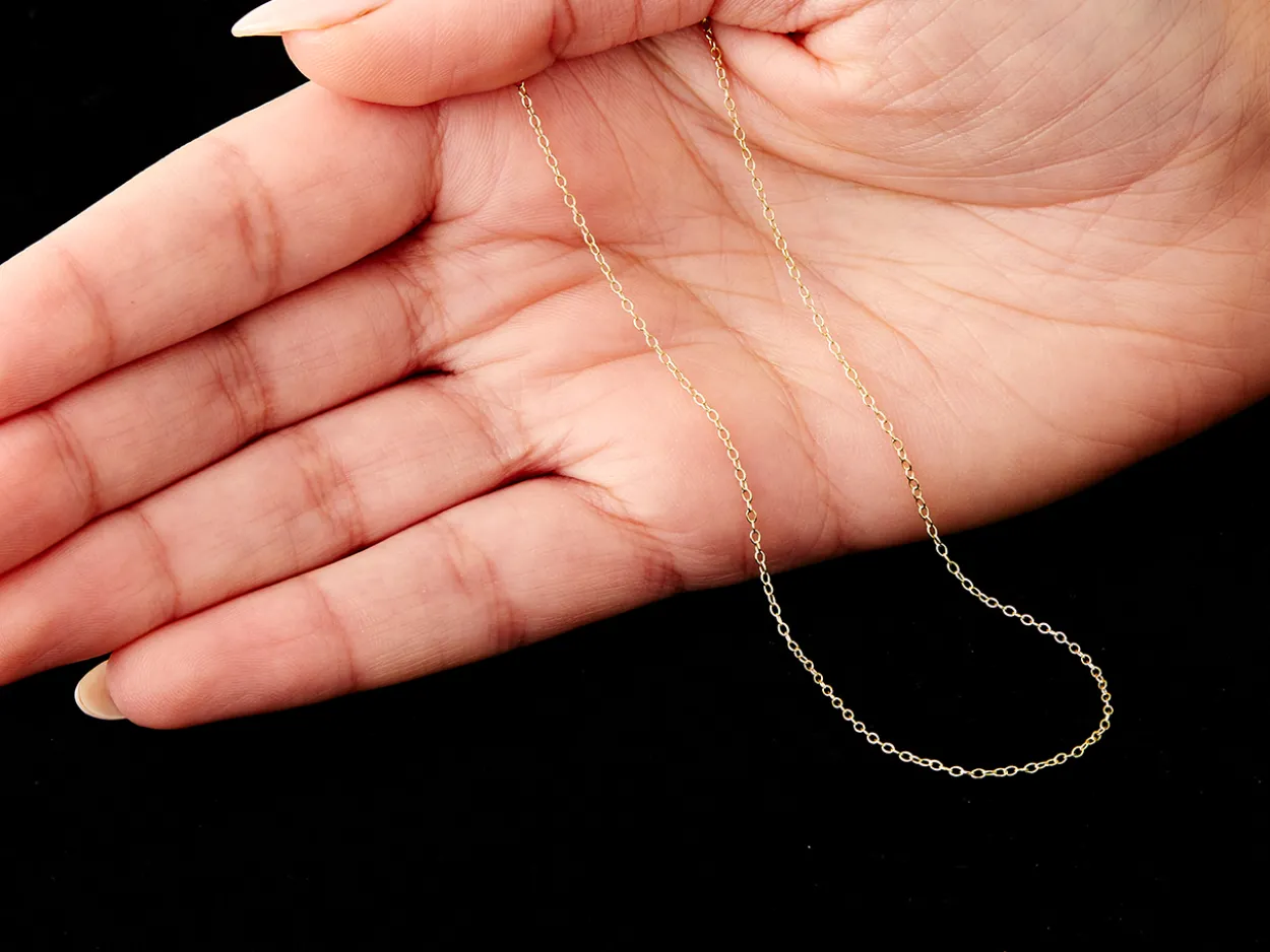 9ct Yellow Gold 1.2mm Oval Trace Chain 16"/40cm Unhallmarked