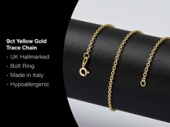 9ct Yellow Gold 2.0mm Oval Trace Chain 18"/45cm Hallmarked