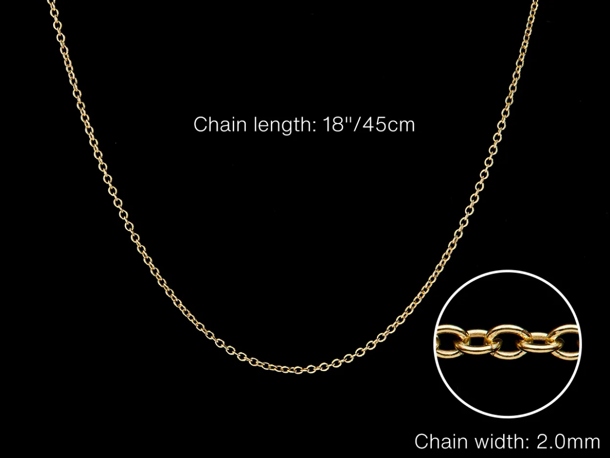 9ct Yellow Gold 2.0mm Oval Trace Chain 18"/45cm Hallmarked