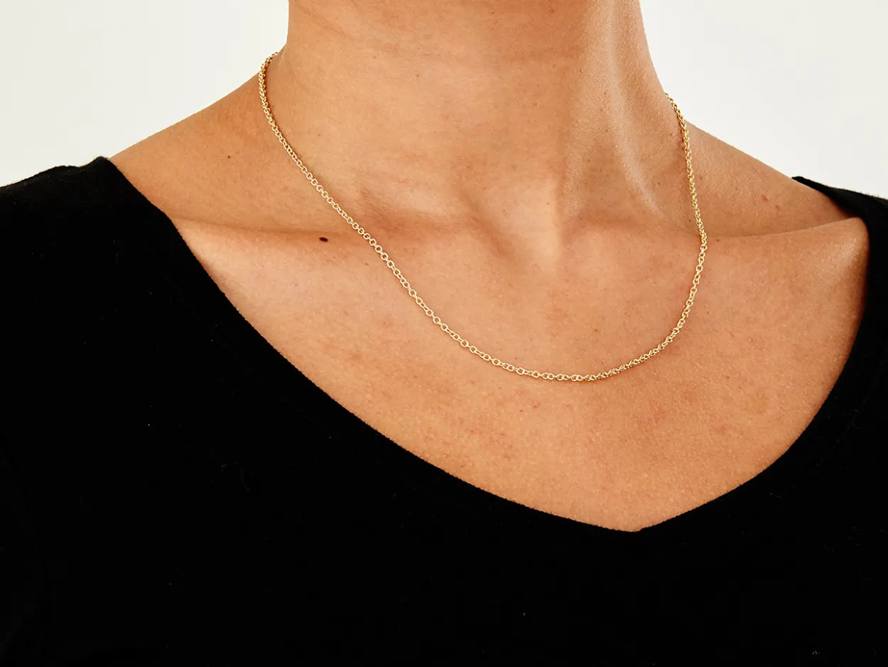 9ct Yellow Gold 2.0mm Oval Trace Chain 18"/45cm Hallmarked