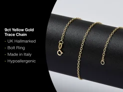 9ct Yellow Gold 1.7mm Oval Trace Chain 20"/50cm Hallmarked