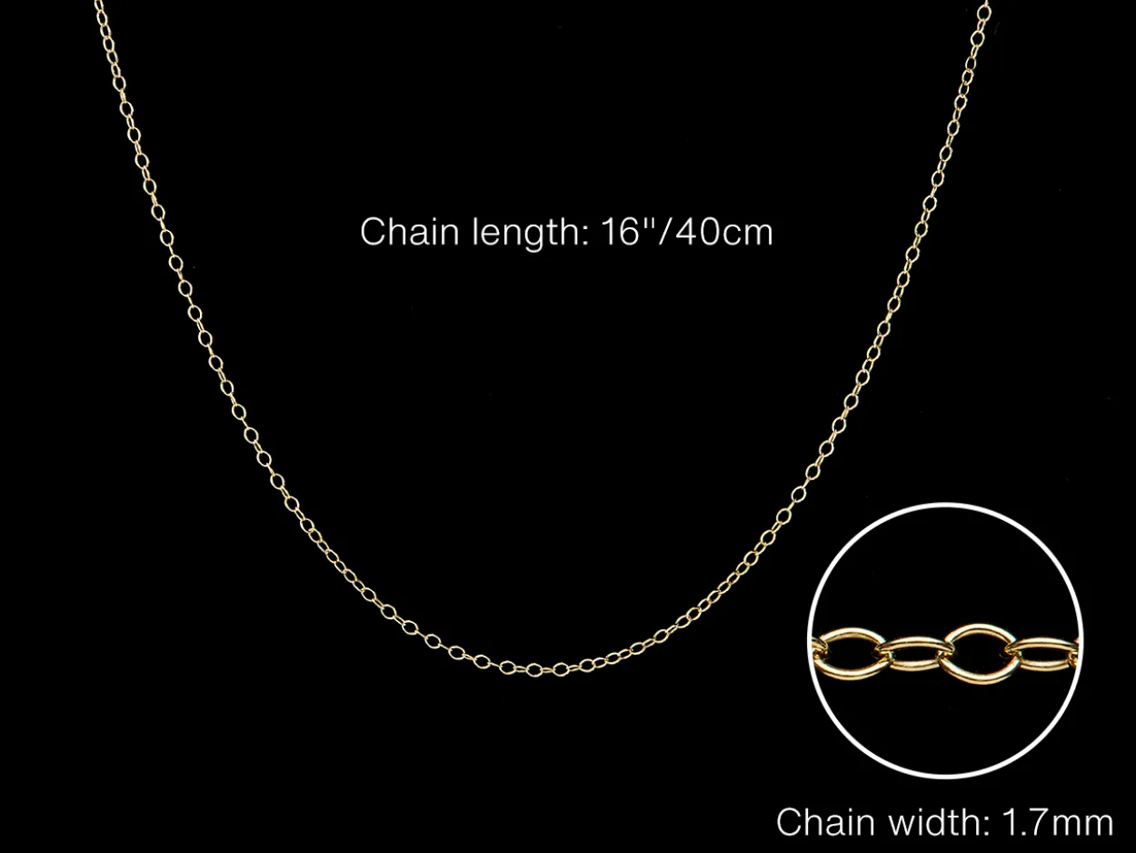 9ct Yellow Gold 1.7mm Oval Trace Chain 20"/50cm Hallmarked