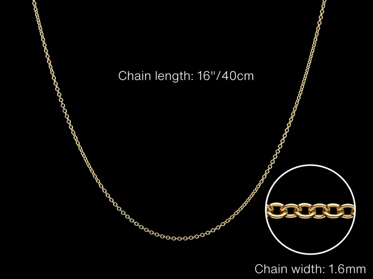 9ct Yellow Gold 1.6mm Oval Trace Chain 16"/40cm Hallmarked