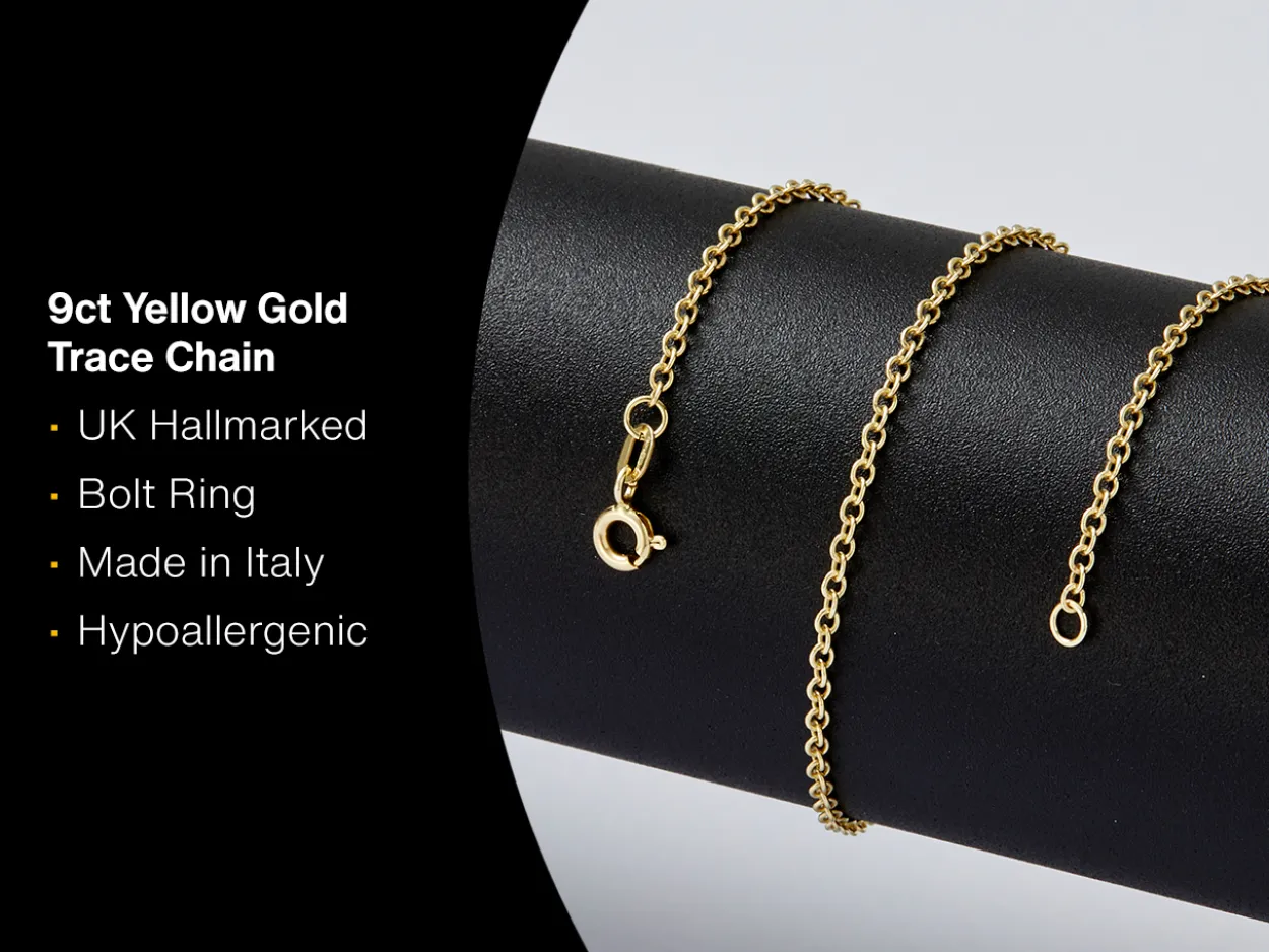 9ct Yellow Gold 2.0mm Oval Trace Chain 20"/50cm Hallmarked