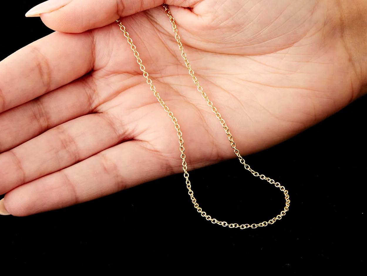 9ct Yellow Gold 2.0mm Oval Trace Chain 20"/50cm Hallmarked