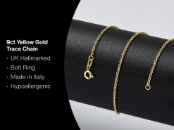 9ct Yellow Gold 1.6mm Oval Trace Chain 22"/55cm Hallmarked
