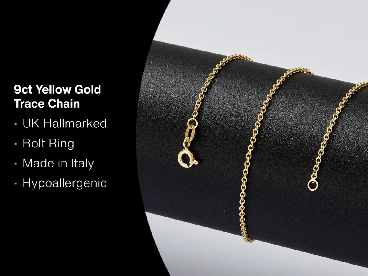 9ct Yellow Gold 1.6mm Oval Trace Chain 22"/55cm Hallmarked