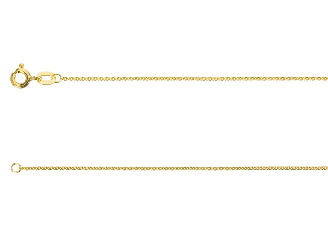 9ct Yellow Gold 1.0mm Oval Trace Chain 20"/50cm Hallmarked