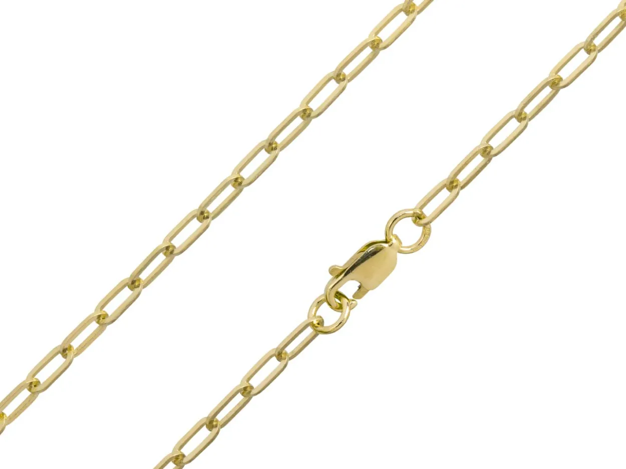 9ct Yellow Gold 2.5mm Paperlclip Trace Chain 16"/40cm Hallmarked