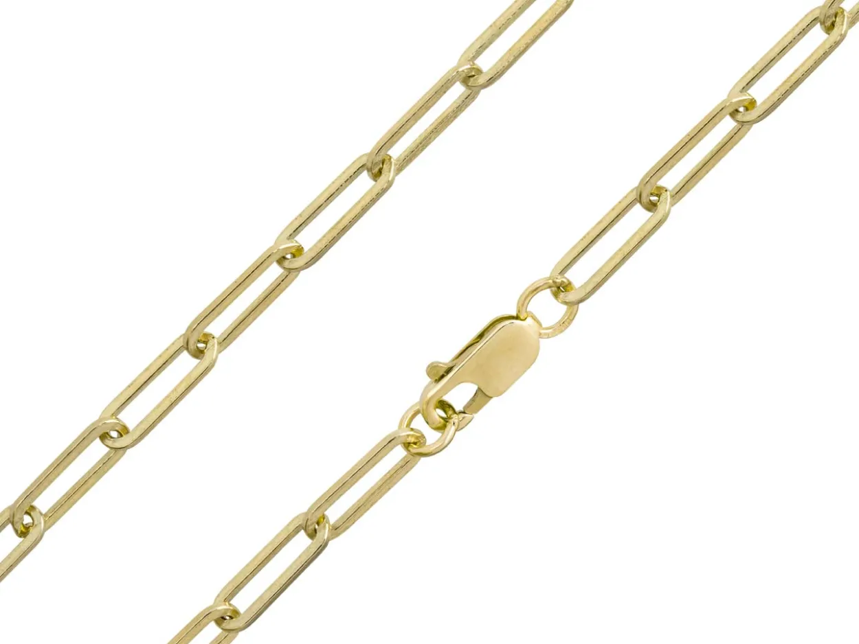 9ct Yellow Gold 3.9mm Paperlclip Trace Chain 16"/40cm Hallmarked