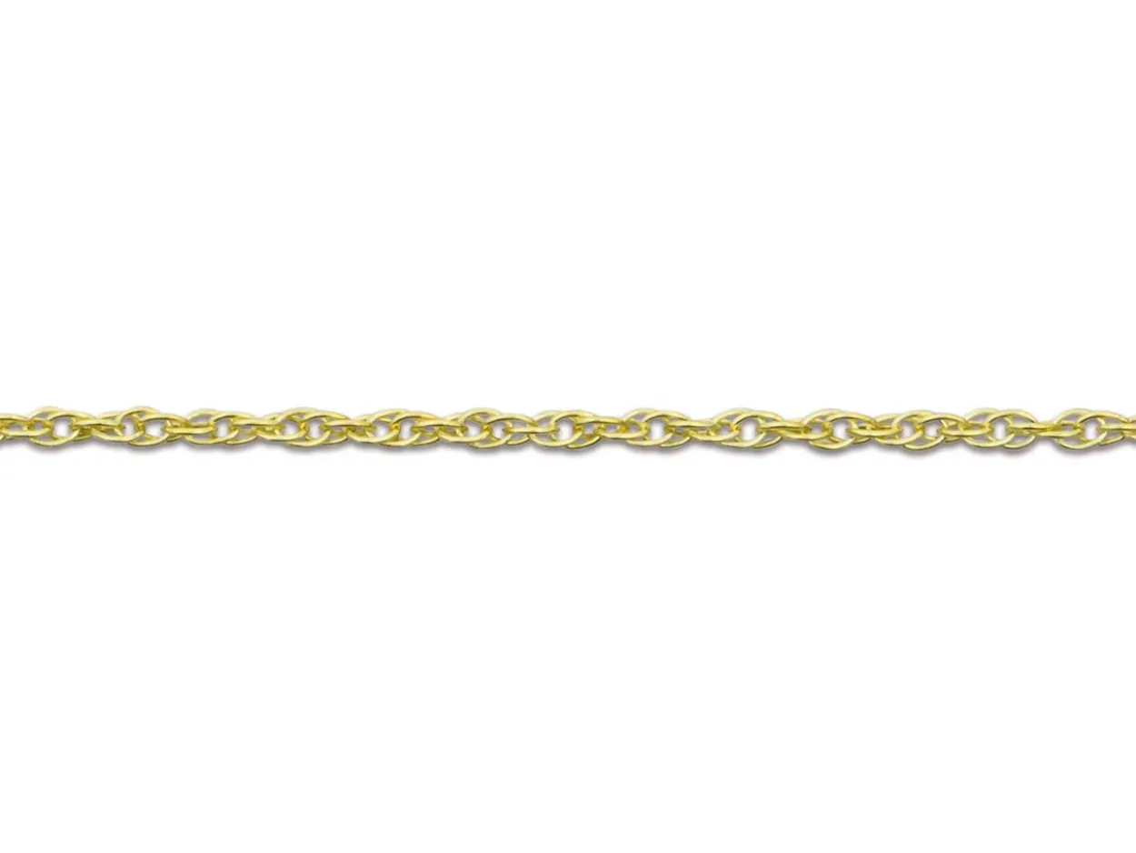 9ct Yellow Gold 0.5mm Prince Of Wales Rope Chain 20"/50cm Unhallmarked