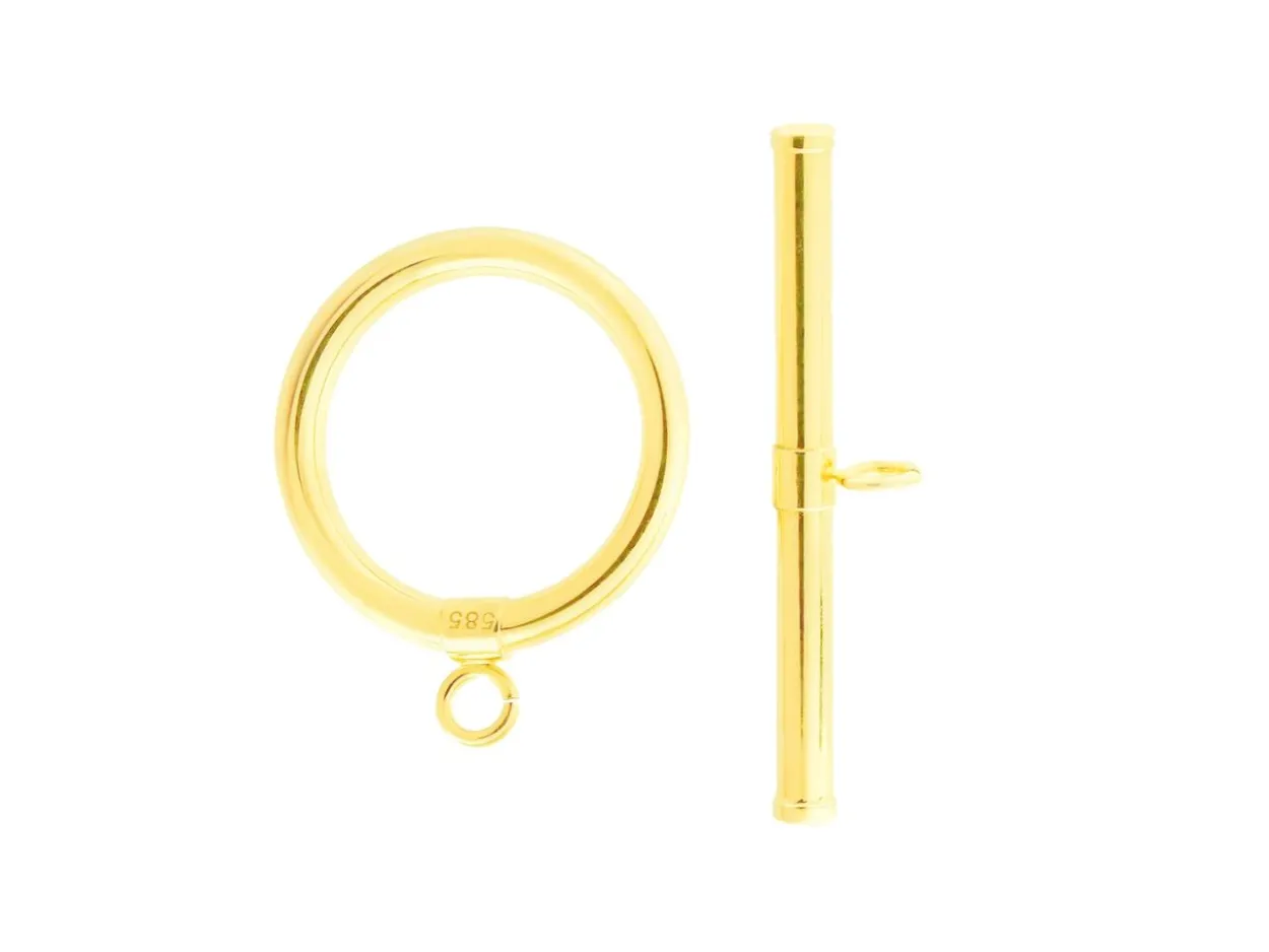 9ct Yellow Gold 15mm Ring And Bar Toggle Set