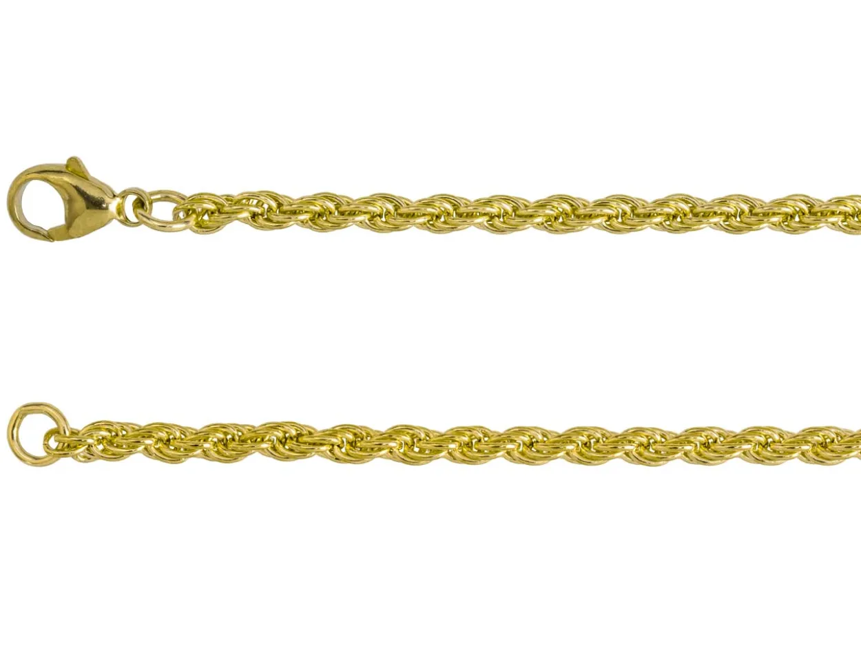 9ct Yellow Gold 3.0mm Rope Chain 18"/45cm Hallmarked