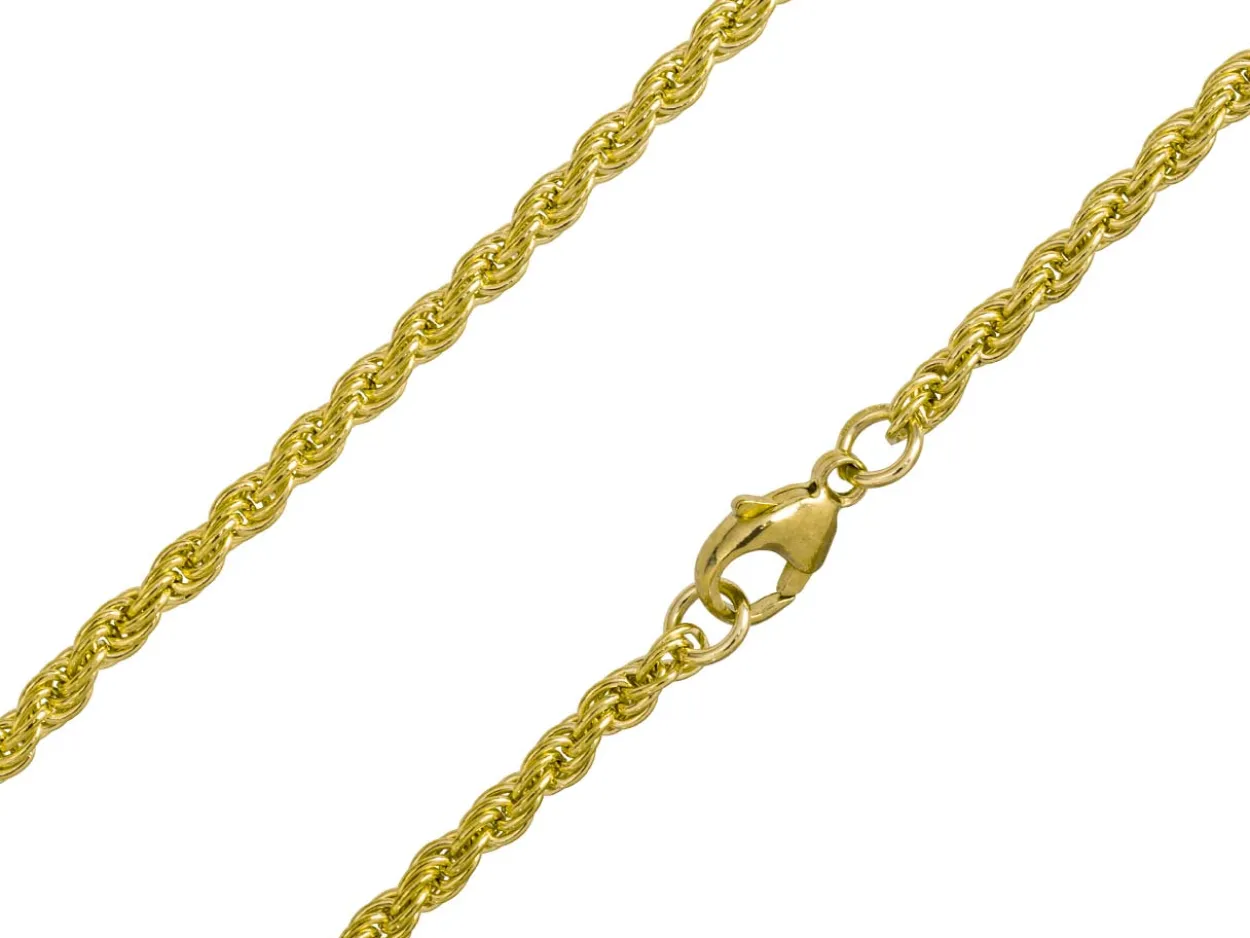 9ct Yellow Gold 3.0mm Rope Chain 16"/40cm Hallmarked