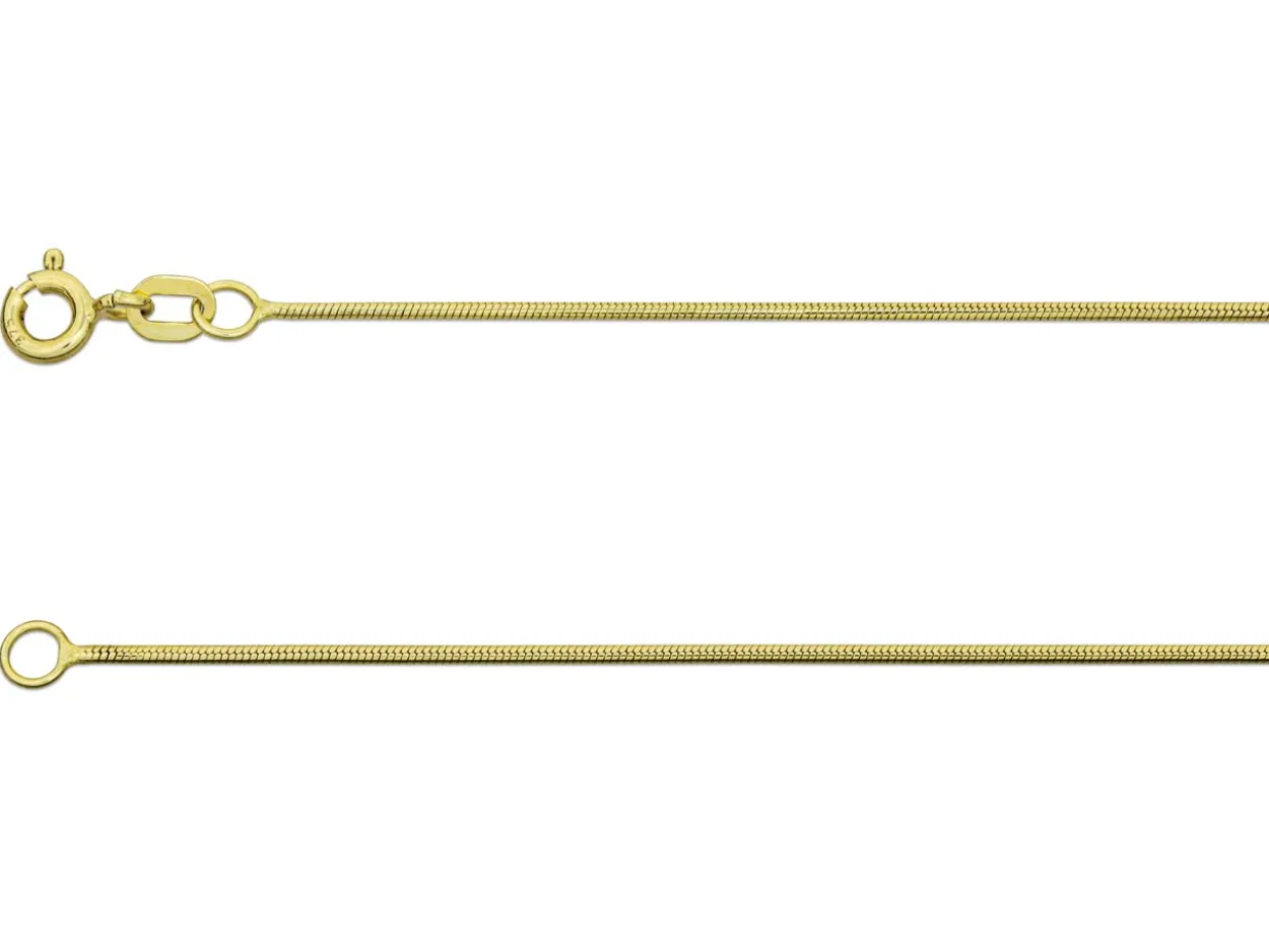 9ct Yellow Gold 0.9mm Round Snake Chain 18"/45cm Hallmarked