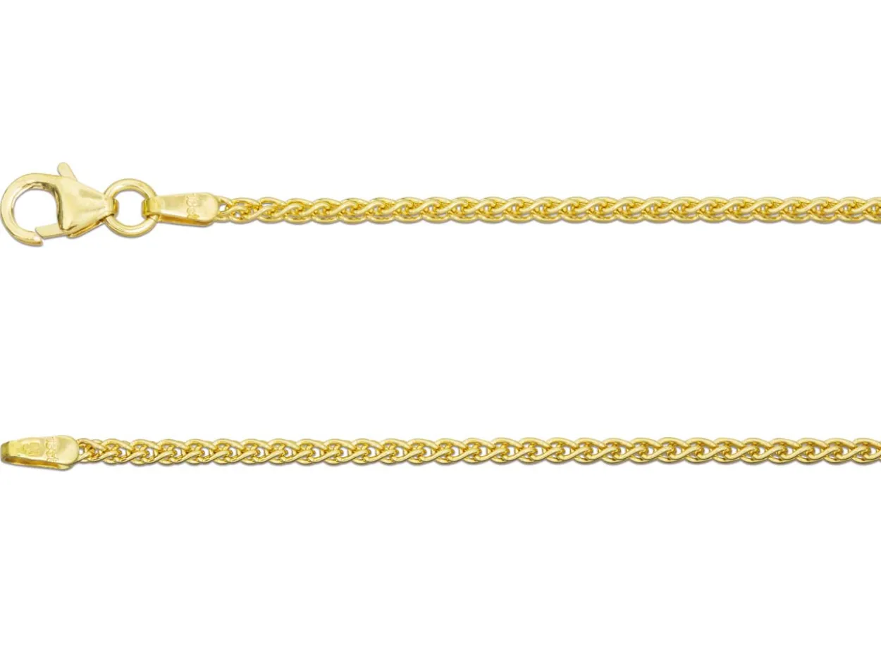 18ct Yellow Gold 1.5mm Round Spiga Chain 20"/50cm Hallmarked