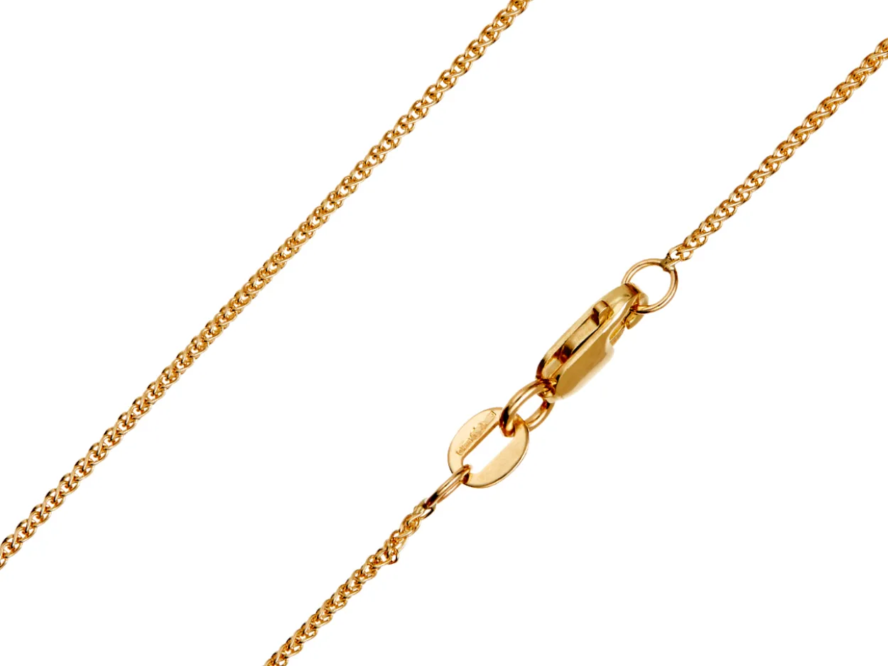 9ct Yellow Gold 1.0mm Round Spiga Chain 18"/45cm Hallmarked