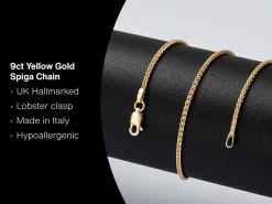 9ct Yellow Gold 1.5mm Round Spiga Chain 18"/45cm Hallmarked