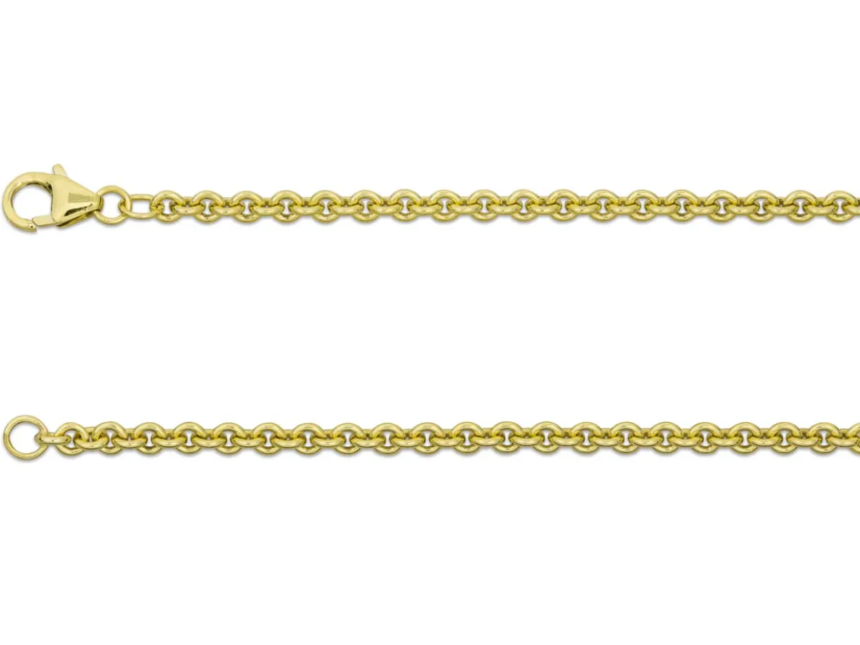 9ct Yellow Gold 3.0mm Round Trace Chain 20"/50cm Hallmarked