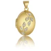 9ct Yellow Gold Oval Locket With Leaves Detail, 17x13mm