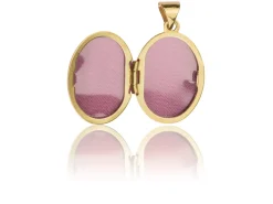 9ct Yellow Gold Oval Locket With Leaves Detail, 17x13mm