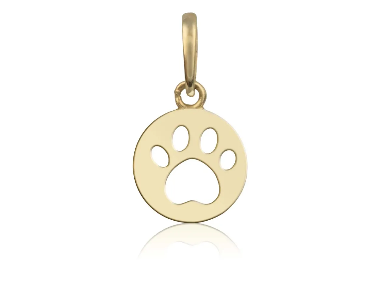 9ct Yellow Gold Paw Print Outline Pendant