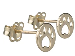 9ct Yellow Gold Paw Print Outline Stud Earrings