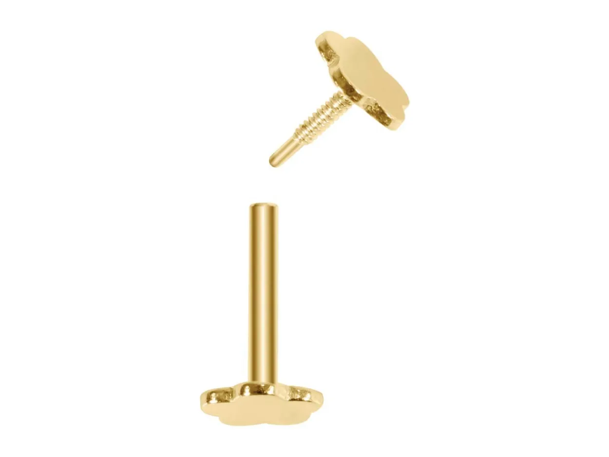 9ct Yellow Gold Plain Flower Labret Tube 3mm