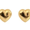 9ct Yellow Gold Plain Heart Stud Earrings