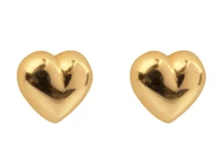 9ct Yellow Gold Plain Heart Stud Earrings