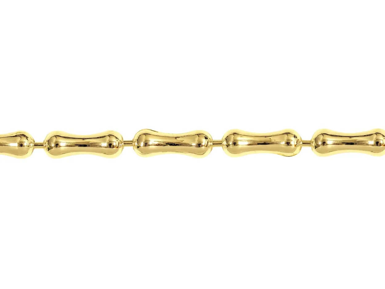 14ct Yellow Gold Plated 3.0mm Bamboo Shaped Bead Chain 18"/45cm Unhallmarked