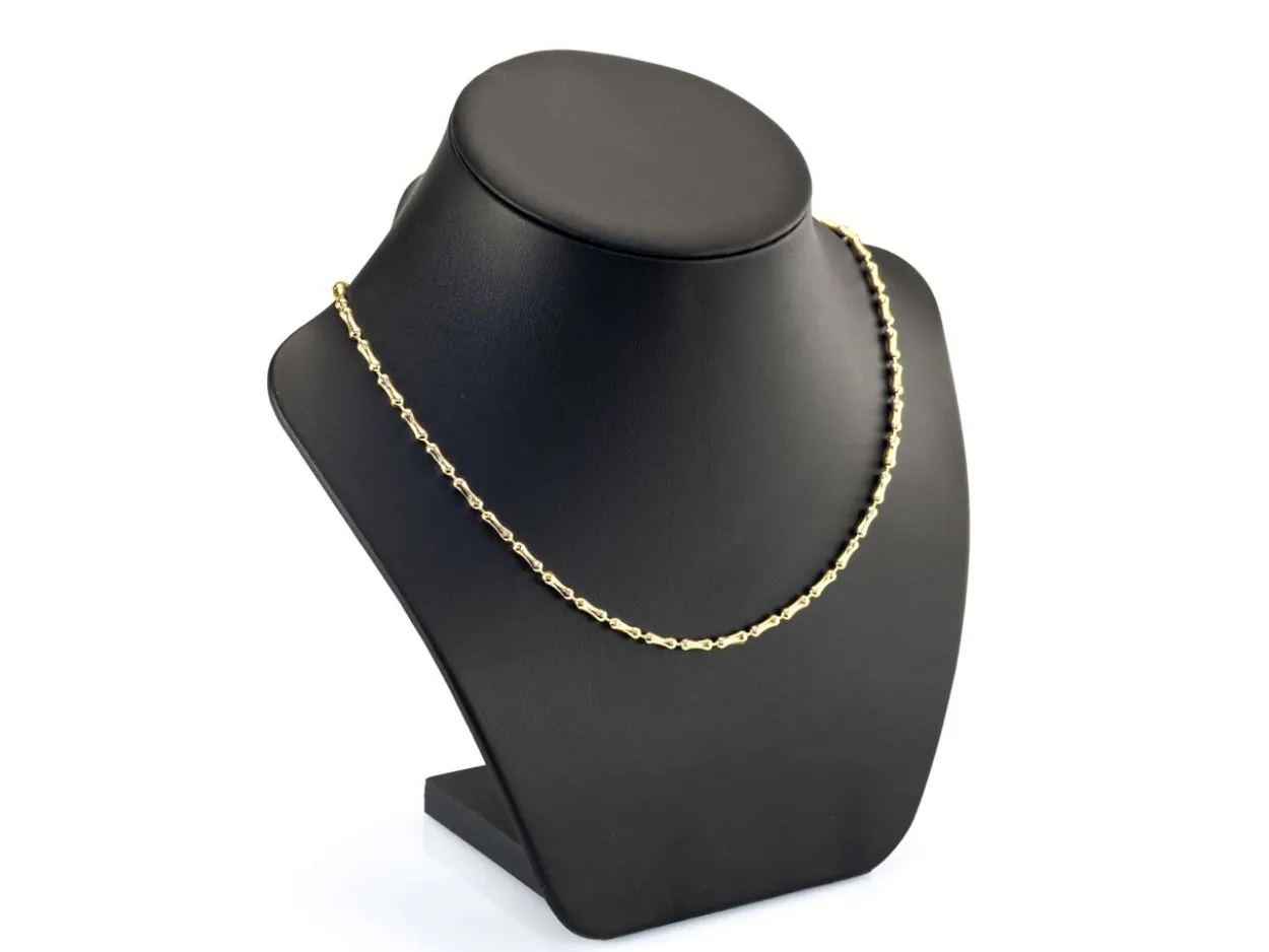 14ct Yellow Gold Plated 3.0mm Bamboo Shaped Bead Chain 18"/45cm Unhallmarked