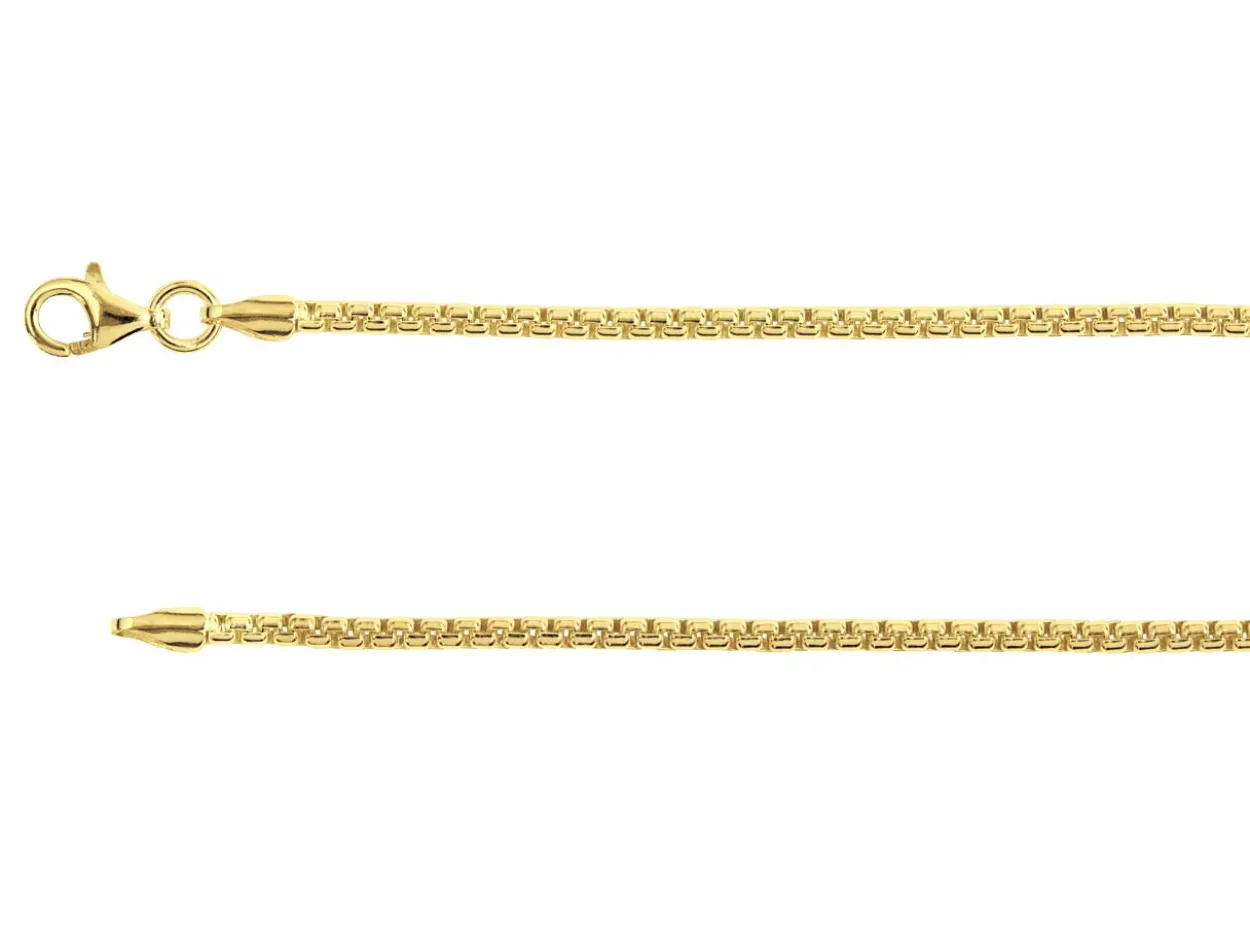 14ct Yellow Gold Plated 2.1mm Box Chain 18"/45cm Unhallmarked