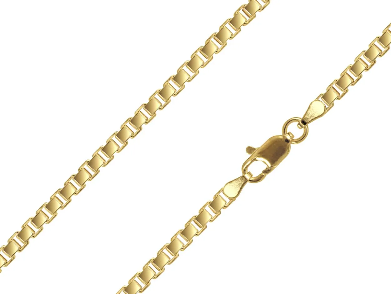 14ct Yellow Gold Plated 3.0mm Diamond Cut Box Chain 18"/45cm Unhallmarked