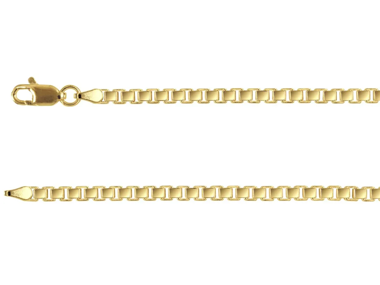 14ct Yellow Gold Plated 3.0mm Diamond Cut Box Chain 18"/45cm Unhallmarked