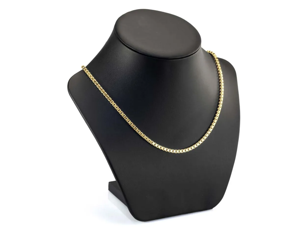 14ct Yellow Gold Plated 3.0mm Diamond Cut Box Chain 18"/45cm Unhallmarked